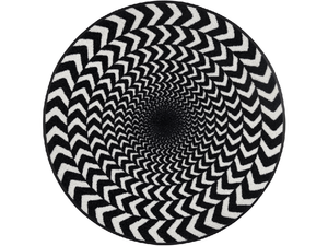 runde schwarz/weiße Fußmatte mit 3D Effekt