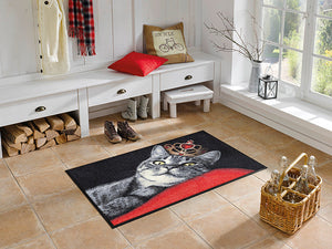 Bild in Slideshow öffnen, Fußmatte mit Katze und Krone in der Garderobe
